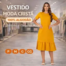 Vestido Com Babado Moda Casual Versátil Algodão Premium
