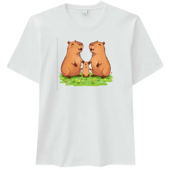 Camiseta Feminina Familia Capivara Adulto 100% Algodão Várias cores
