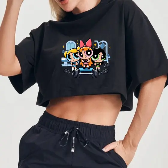 Cropped Camiseta Feminina P ao GG Meninas Super Poderosas Treino Blusinha Gym Academia