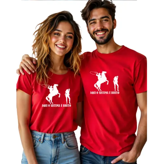 Kit 2 Camiseta Country Casal Look Agro Sertanejo Blusa Algodão Gola Redonda Unissex