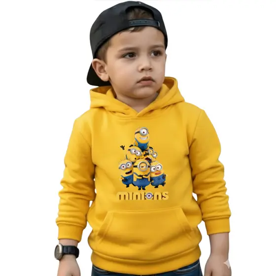 Blusa Moletom Infantil Minions Capuz Bolso Canguru Unissex  casaco Inverno Quentinho