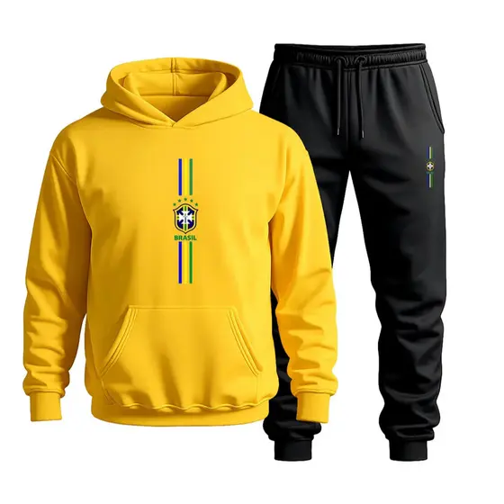 Conjunto Moletom Unissex Calça e Blusa Com Capuz Bolso Canguru Masculino Feminino Algodão