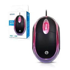 Mini Mouse USB 1000dpi Óptico com Scroll e LED Azul/Vermelho Exbom MS-10/9