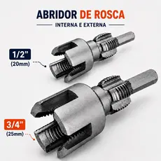 Abridor de Rosca Interna e Externa em Canos e Tubos de PVC 1/2 e 3/4 com Encaixe Parafusadeira e Furadeira