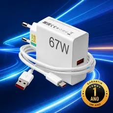 Carregador Turbo 67W USB-C Rápido de Alta Potência | Fonte Tipo-C PD Alta Potência Android Iphone