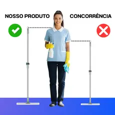 Rodo de Silicone Para Limpeza de Piso 2 em 1 - 1,45m Vassoura e Limpador de Vidros para Uso Duplo