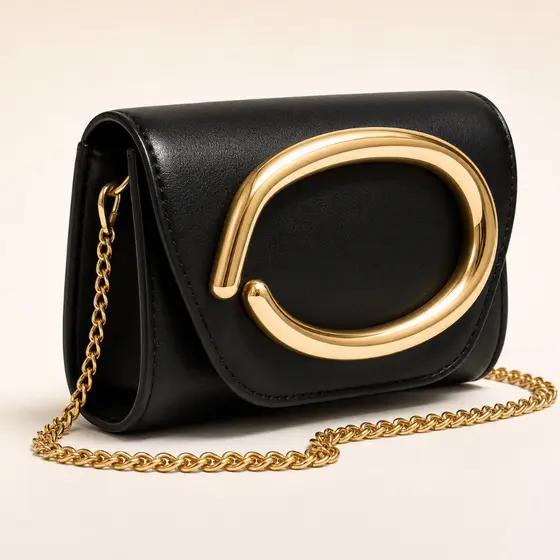 Bolsa Feminina Tiracolo Transversal Corrente Dourada Elegante Festa Casual
