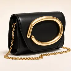 Bolsa Feminina Tiracolo Transversal Corrente Dourada Elegante Festa Casual