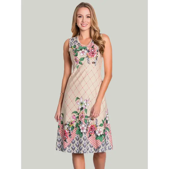Vestido Midi Floral Moda Evangélica Feminino Adulto