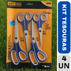 Kit 4 Tesoura Profissionais Para Costura Cabeleireiro Cabelos Artesanato Papel Escola Cozinha