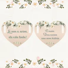 2 Placas Casamento Coração Cortejo Entrada Dos Noivos/Personalizadas com frases