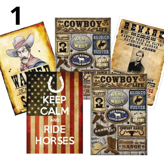 Conjunto com 5 quadros country para decoração de alta qualidade feito em MDF Adesivados