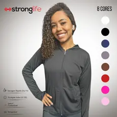 Casaquinho Casaco Jaqueta Jaquetinha feminina Capuz bolso Dry Fit Proteção Uv50+ Treino Academia Ziper Leve Confortavel