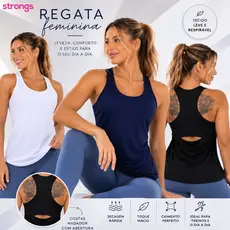Regata Feminina Academia Treino Esportiva, Dry Fit, Fitness.