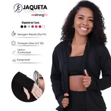 Jaqueta Casaquinho Feminino Esportiva DryFit com Proteção-Solar, manga longa, dedeira para Treino e Academia e Corrida