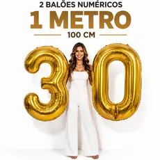 Kit 2 Balão Metalizado Número Grande 1 Metro 100cm Dourado Decoração Aniversário Festa Casamento Formatura