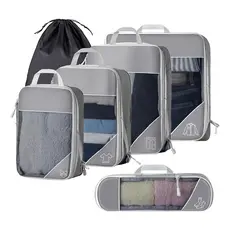 Conjunto de Cubos de Embalagem de Compressão - Nylon Premium, Organizador de Roupas e Acessórios para Viagem, 3/6 Peças