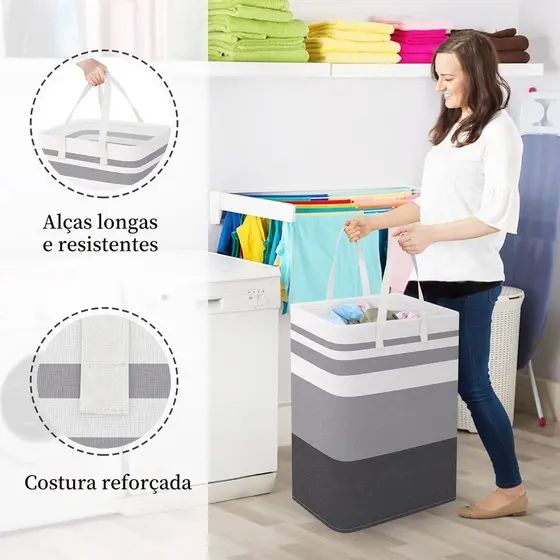 Cesto De Roupa Grande Saco Dobrável Para Roupa Suja 72l