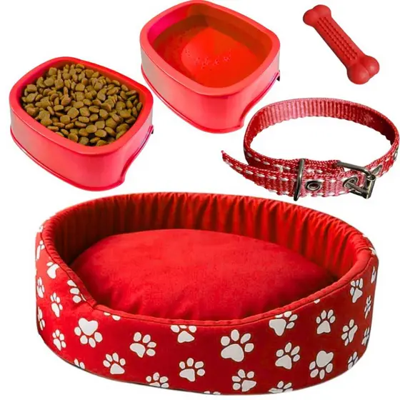 Kit Para Cachorro Luxuoso Coleira Para Cachorro Cama Pet Pequeno