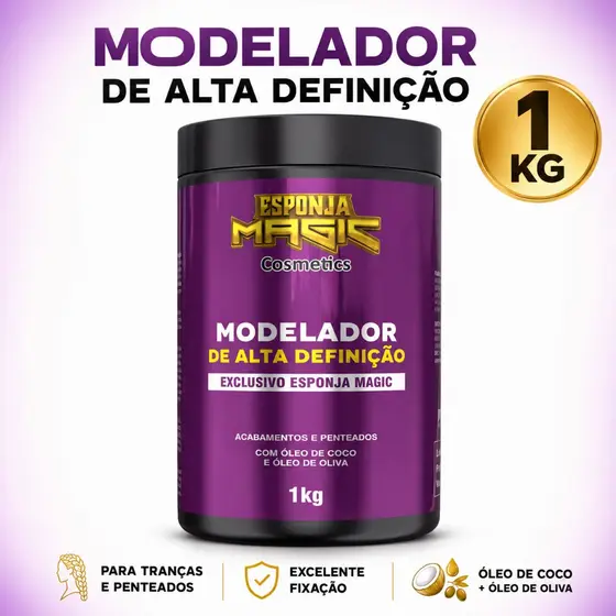 Pomada Esponja Magic 1kg Modeladora Profissional Alta Fixação Para Tranças