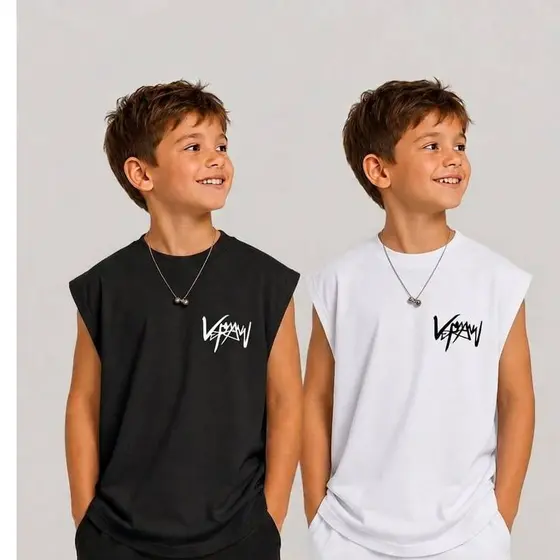 Kit 2 Regatas Camisetas  Infantil Juvenil Masculina menino algodão verão