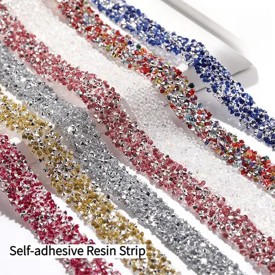 Tira De Resina 1.2cm Autoadesiva Brilhante Strass Fitas De Cristal Para Artesanato DIY