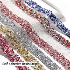 Tira De Resina 1.2cm Autoadesiva Brilhante Strass Fitas De Cristal Para Artesanato DIY