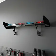 Prateleira Industrial Em Aço + 4 Carrinhos Coleção Parede Estante Suporte Rack Aerofolio Decoração