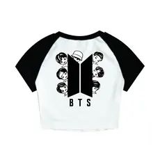 Cropped Raglan Feminino Tumblr blogueira BTS desenho feminina curta