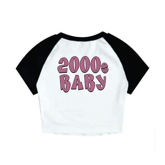 Cropped Raglan Feminino Tumblr blogueira 2000's baby / bebe dos anos 2000 feminina curta