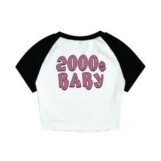 Cropped Raglan Feminino Tumblr blogueira 2000's baby / bebe dos anos 2000 feminina curta