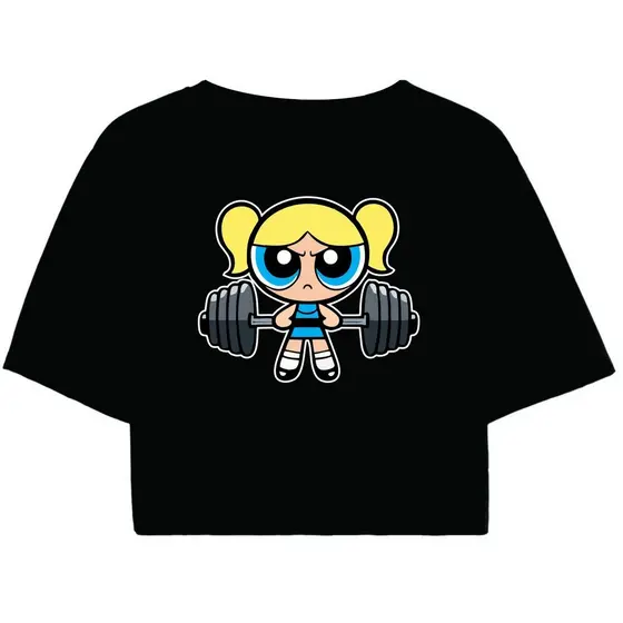Cropped Feminino Preto blogueira Academia malhação fitness gym lindinha as meninas super poderosas