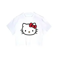 Cropped Feminino Tumblr blogueira hello kitty rosto feminina curta