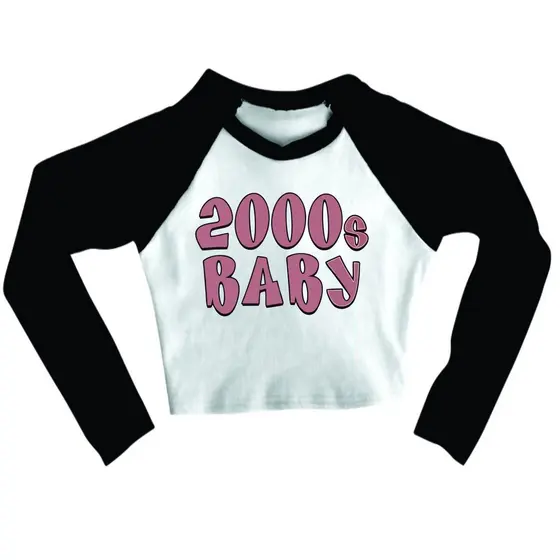 Cropped Raglan inverno blogueira 2000's baby / bebe dos anos 2000 manga longa