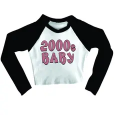 Cropped Raglan inverno blogueira 2000's baby / bebe dos anos 2000 manga longa