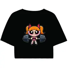Cropped Preto blogueira Academia malhação fitness gym florzinha as meninas super poderosas mang