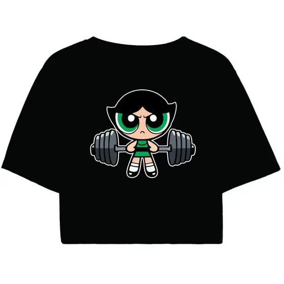 Cropped Feminino Preto Academia malhação fitness gym docinho as meninas super poderosas