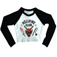 Cropped Raglan inverno blogueira Hellfire Club Da Série Stranger Things 4 manga longa