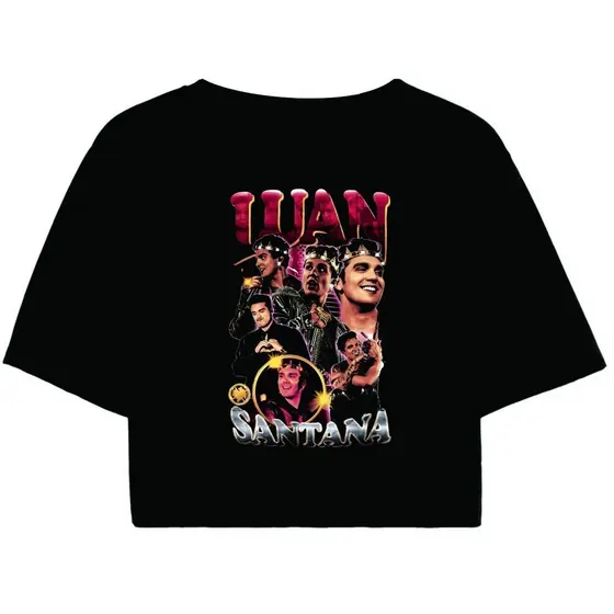 Cropped Feminino Preto Tumblr blogueira Luan Santana Cantor Sertanejo Vintage feminina manga curta