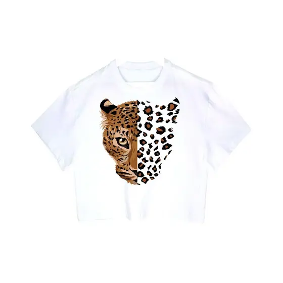 Cropped Feminino Tumblr blogueira Onça Animal Print feminina curta