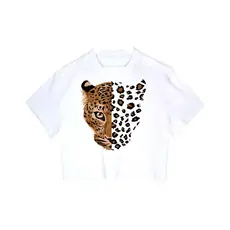 Cropped Feminino Tumblr blogueira Onça Animal Print feminina curta