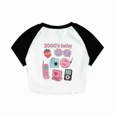 Cropped Raglan Feminino Tumblr blogueira Anos 2000s feminina curta