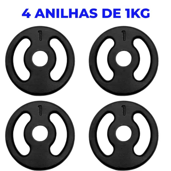 Anilha 4 Unidade (2 Pares) de 1KG  Pintada - Anilha de Ferro Para Halter De Peso Para Musculação