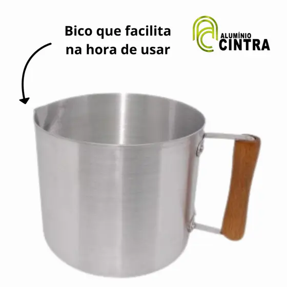 FERVEDOR CANECÃO LEITEIRA ALUMINIO POLIDO COM BICO PARA CAFÉ 1,5 LITROS Nº14CM