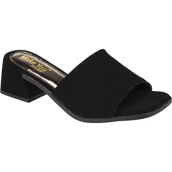 Tamanco Feminino Salto Quadrado Baixo Mule Faixa