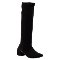 Bota Feminina Bico Fino Cano Longo Salto Moda Ziper
