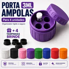 Case Porta Ampolas 3ml e 5ml Kit para 4 ampolas Estojo Organizador Rígido Proteção Total Tirze + Brinde