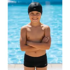 Kit Infantil Juvenil Touca de Natação Lisa + Sunga Box Tradicional Logo refletiva Moda Praia Natação