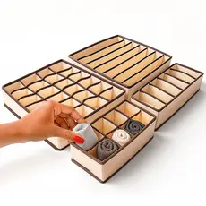 Kit Jogo 4 Organizadores Dobrável Tecido Colmeia Caneleta Gaveta Roupa Calcinha Meia Organização