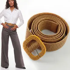 Cinto Feminino Trançado Casual Largo Material Resistente Com Ajuste Fivela Estilosa 100cm